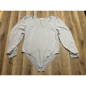 Spadehill Bodysuit, Women's Size Small? Gray, Long Sleeve, Scoop Neck